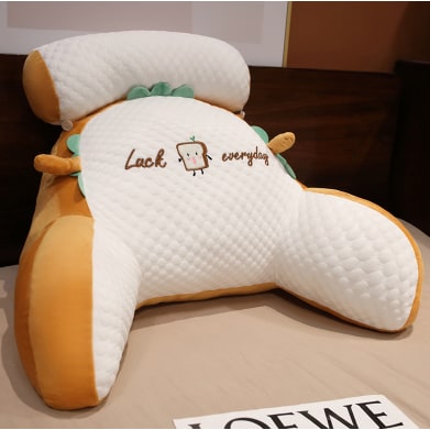Lumbar Support Reading Pillow for Bed with Backrest Armrests and Detachable Neck Roll - Image 34