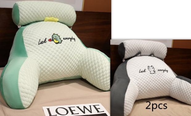 Lumbar Support Reading Pillow for Bed with Backrest Armrests and Detachable Neck Roll - Image 36