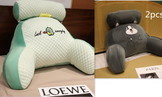 Lumbar Support Reading Pillow for Bed with Backrest Armrests and Detachable Neck Roll - Image 37