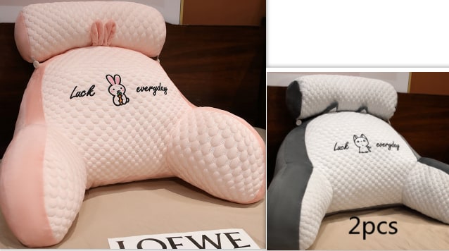 Lumbar Support Reading Pillow for Bed with Backrest Armrests and Detachable Neck Roll - Image 39