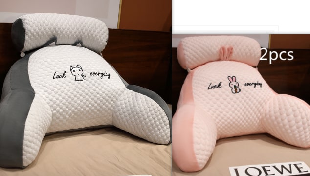 Lumbar Support Reading Pillow for Bed with Backrest Armrests and Detachable Neck Roll - Image 41
