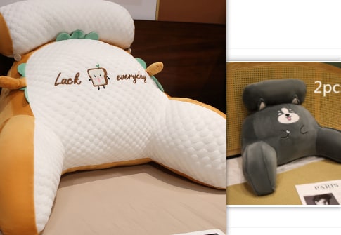Lumbar Support Reading Pillow for Bed with Backrest Armrests and Detachable Neck Roll - Image 42