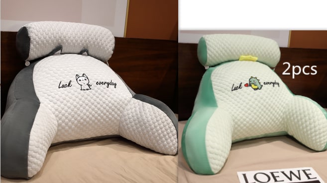 Lumbar Support Reading Pillow for Bed with Backrest Armrests and Detachable Neck Roll - Image 43