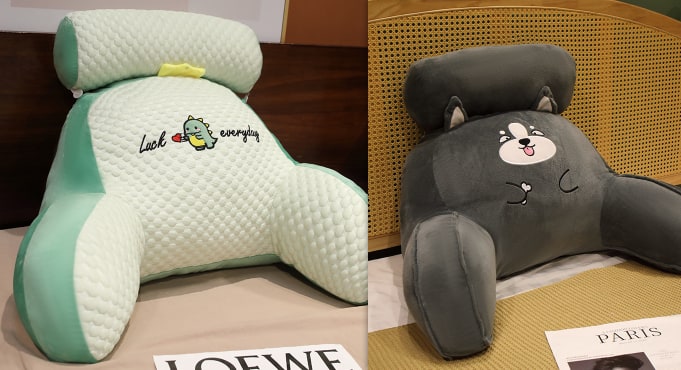 Lumbar Support Reading Pillow for Bed with Backrest Armrests and Detachable Neck Roll - Image 47