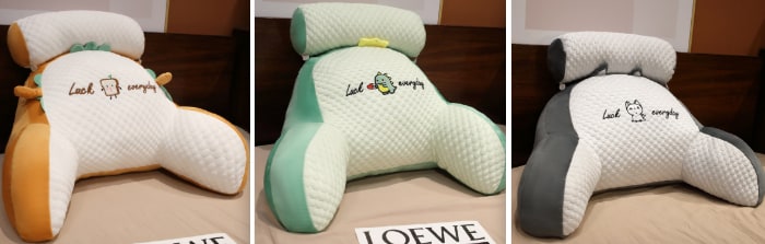 Lumbar Support Reading Pillow for Bed with Backrest Armrests and Detachable Neck Roll - Image 48