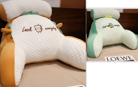 Lumbar Support Reading Pillow for Bed with Backrest Armrests and Detachable Neck Roll - Image 51