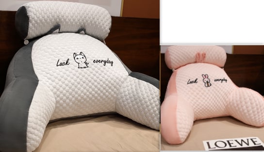 Lumbar Support Reading Pillow for Bed with Backrest Armrests and Detachable Neck Roll - Image 52