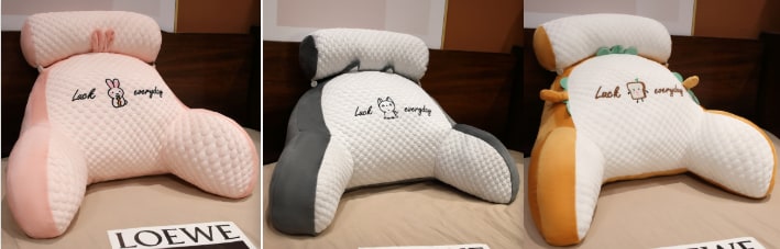 Lumbar Support Reading Pillow for Bed with Backrest Armrests and Detachable Neck Roll - Image 53