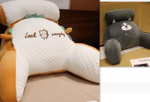 Lumbar Support Reading Pillow for Bed with Backrest Armrests and Detachable Neck Roll - Image 56