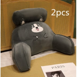 Lumbar Support Reading Pillow for Bed with Backrest Armrests and Detachable Neck Roll - Image 59