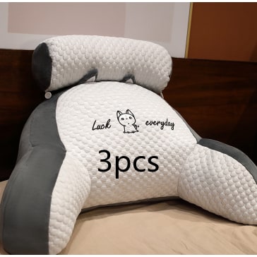 Lumbar Support Reading Pillow for Bed with Backrest Armrests and Detachable Neck Roll - Image 9
