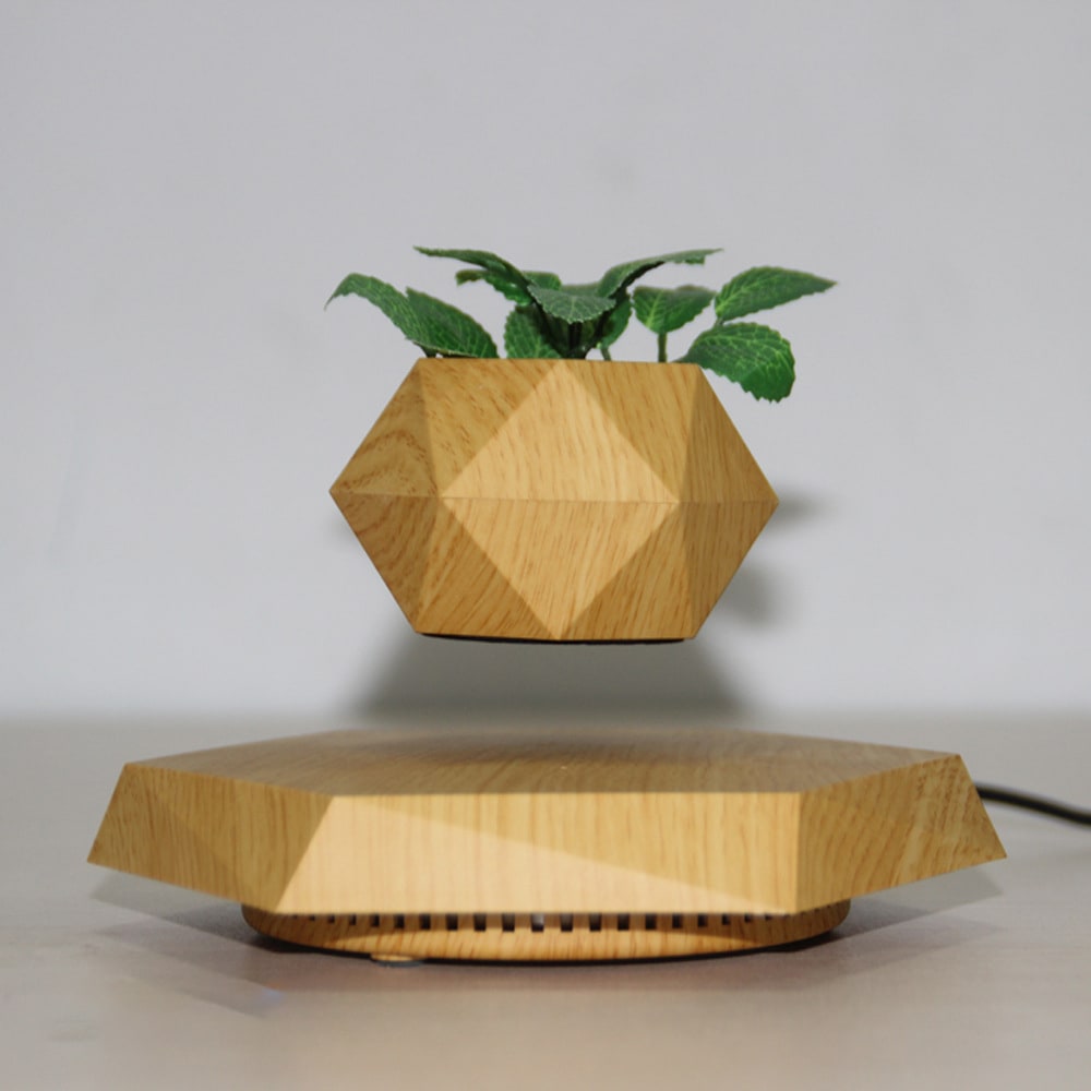 Magnetic Levitation Floating Planter with Geometric Hexagonal Pot and Electromagnetic Base - Image 2