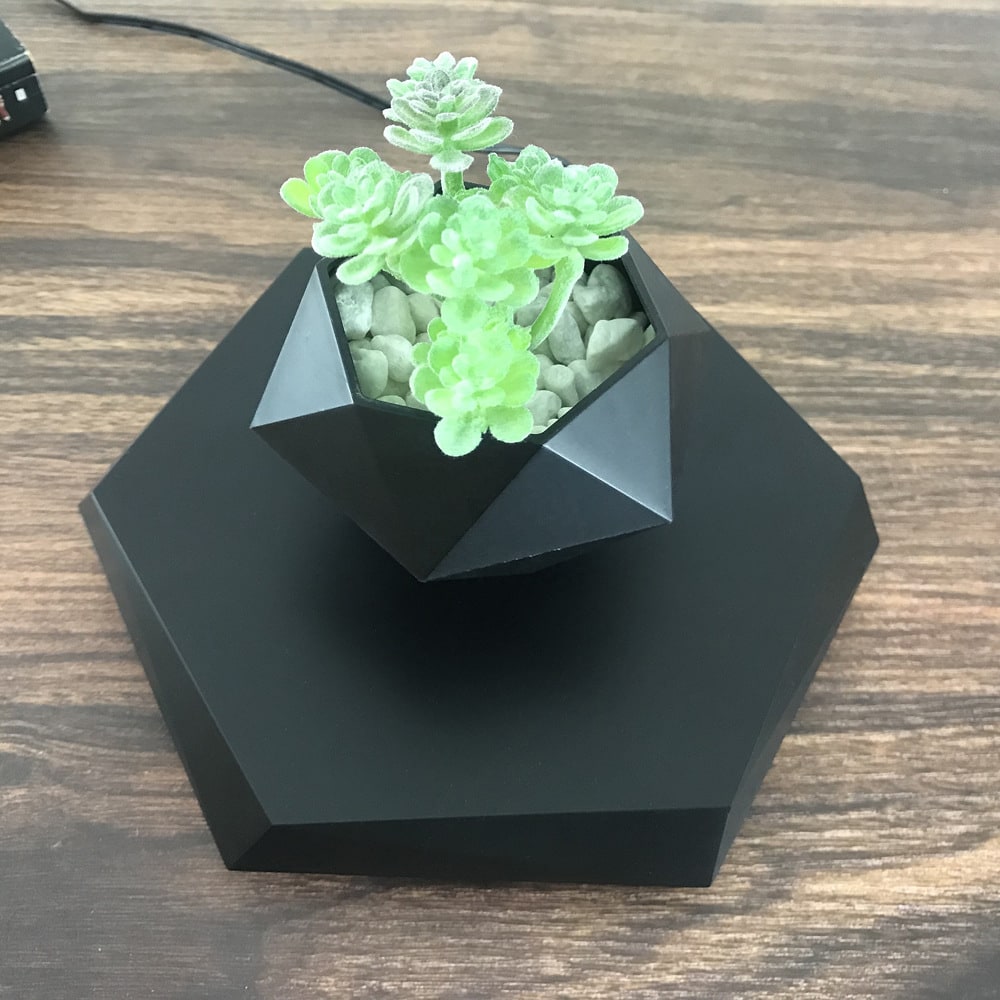 Magnetic Levitation Floating Planter with Geometric Hexagonal Pot and Electromagnetic Base - Image 3