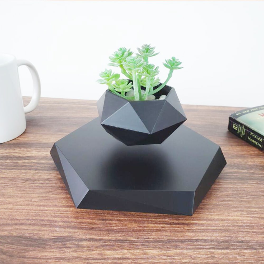 Magnetic Levitation Floating Planter with Geometric Hexagonal Pot and Electromagnetic Base - Image 6