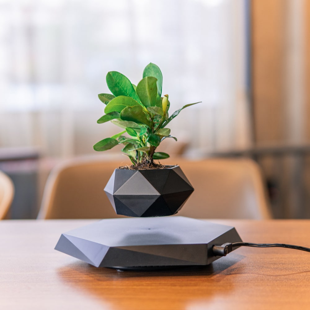 Magnetic Levitation Floating Planter with Geometric Hexagonal Pot and Electromagnetic Base - Image 7