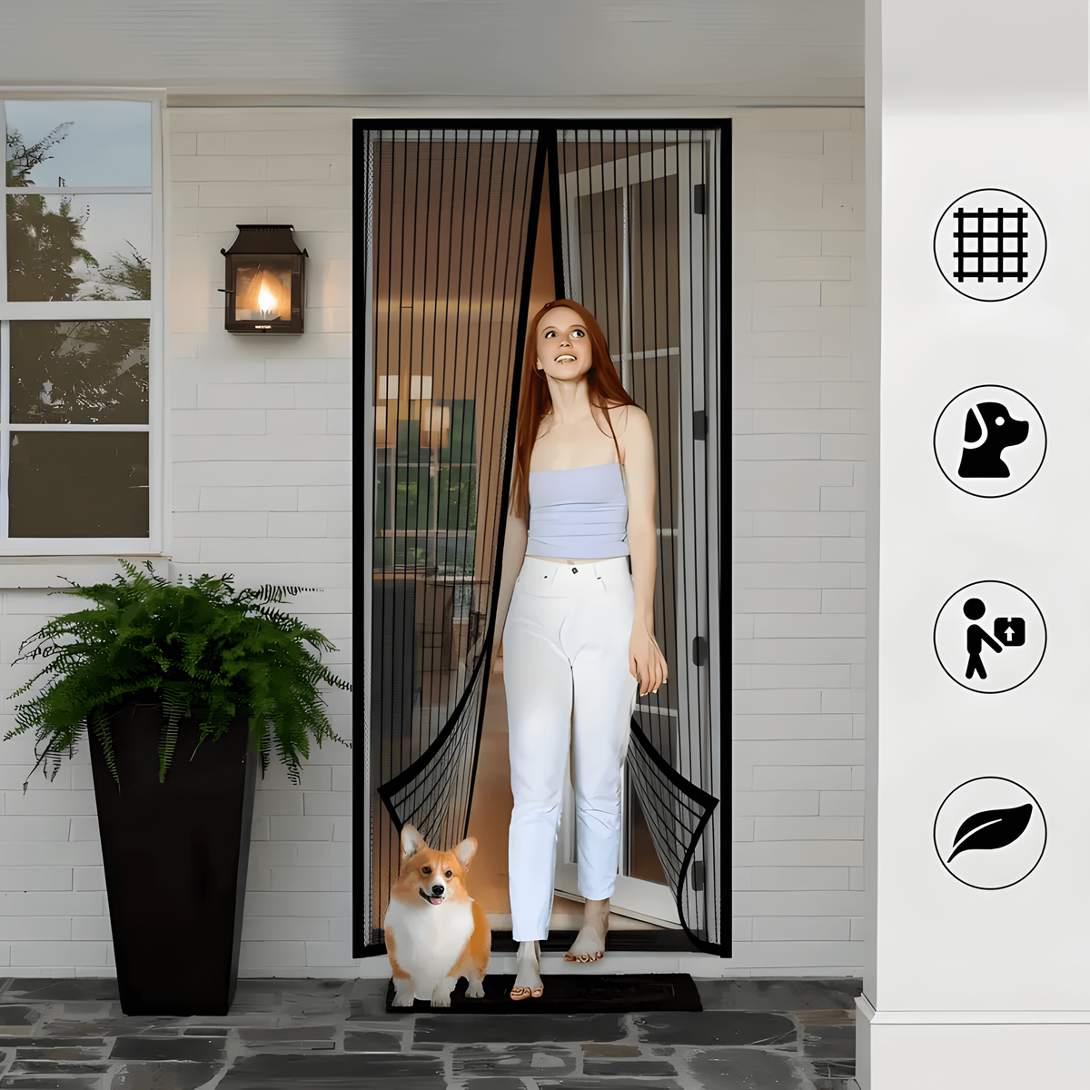 Magnetic Screen Door with Self-Closing Mesh and Pet-Friendly Design - Image 2