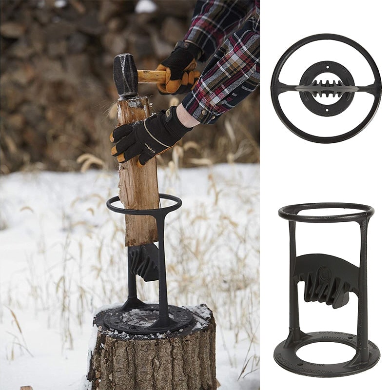 Manual Log Splitter Firewood Kindling with Cast Iron Safety Ring and Mallet - Image 2