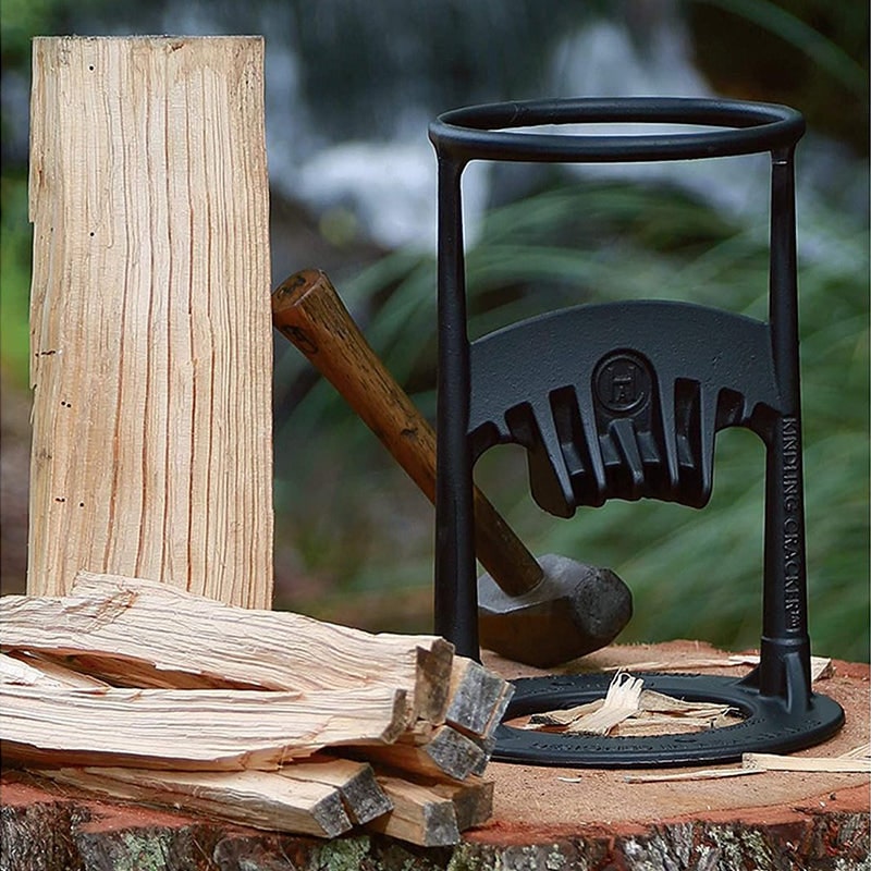 Manual Log Splitter Firewood Kindling with Cast Iron Safety Ring and Mallet - Image 4