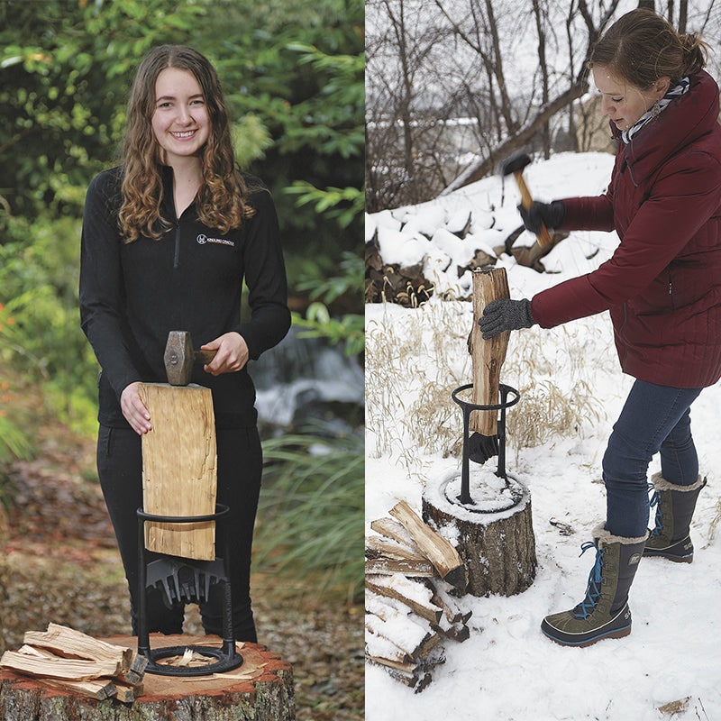 Manual Log Splitter Firewood Kindling with Cast Iron Safety Ring and Mallet - Image 5