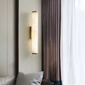 Marble Shade Wall Sconce Warm White Vertical LED Minimalist Cylindrical Gold - Image 2