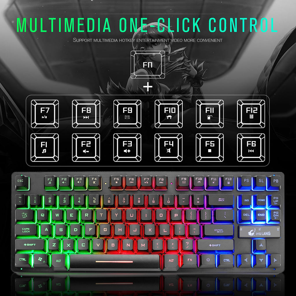 Mechanical Gaming Keyboard Compact 87-Key Tenkeyless Wired Rgb - Image 4