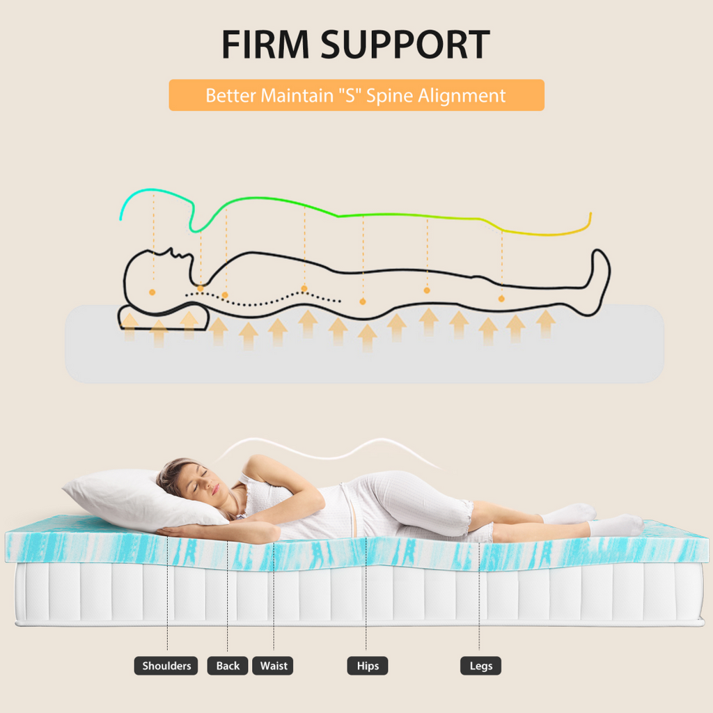 Memory Foam Mattress Topper with Cooling Gel and Pressure Relief for Twin Queen and Beds - Image 2