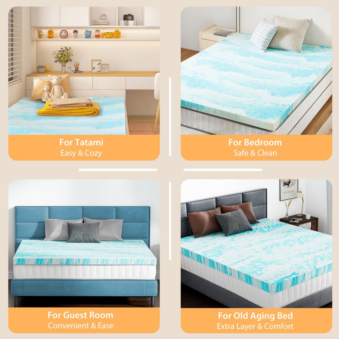 Memory Foam Mattress Topper with Cooling Gel and Pressure Relief for Twin Queen and Beds - Image 3