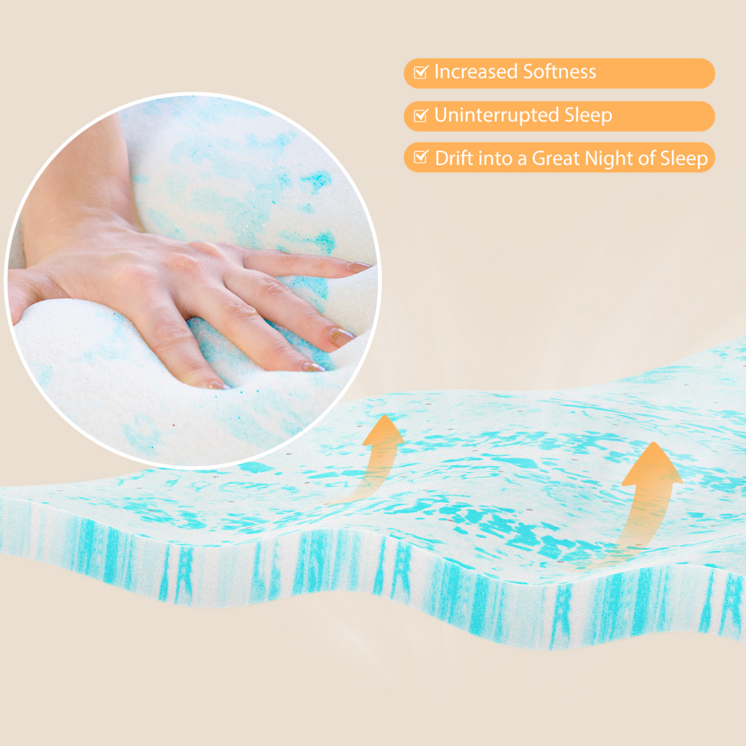 Memory Foam Mattress Topper with Cooling Gel and Pressure Relief for Twin Queen and Beds - Image 4