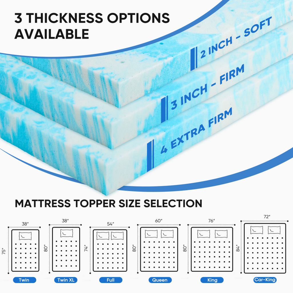 Memory Foam Mattress Topper with Cooling Gel and Pressure Relief for Twin Queen and Beds - Image 5