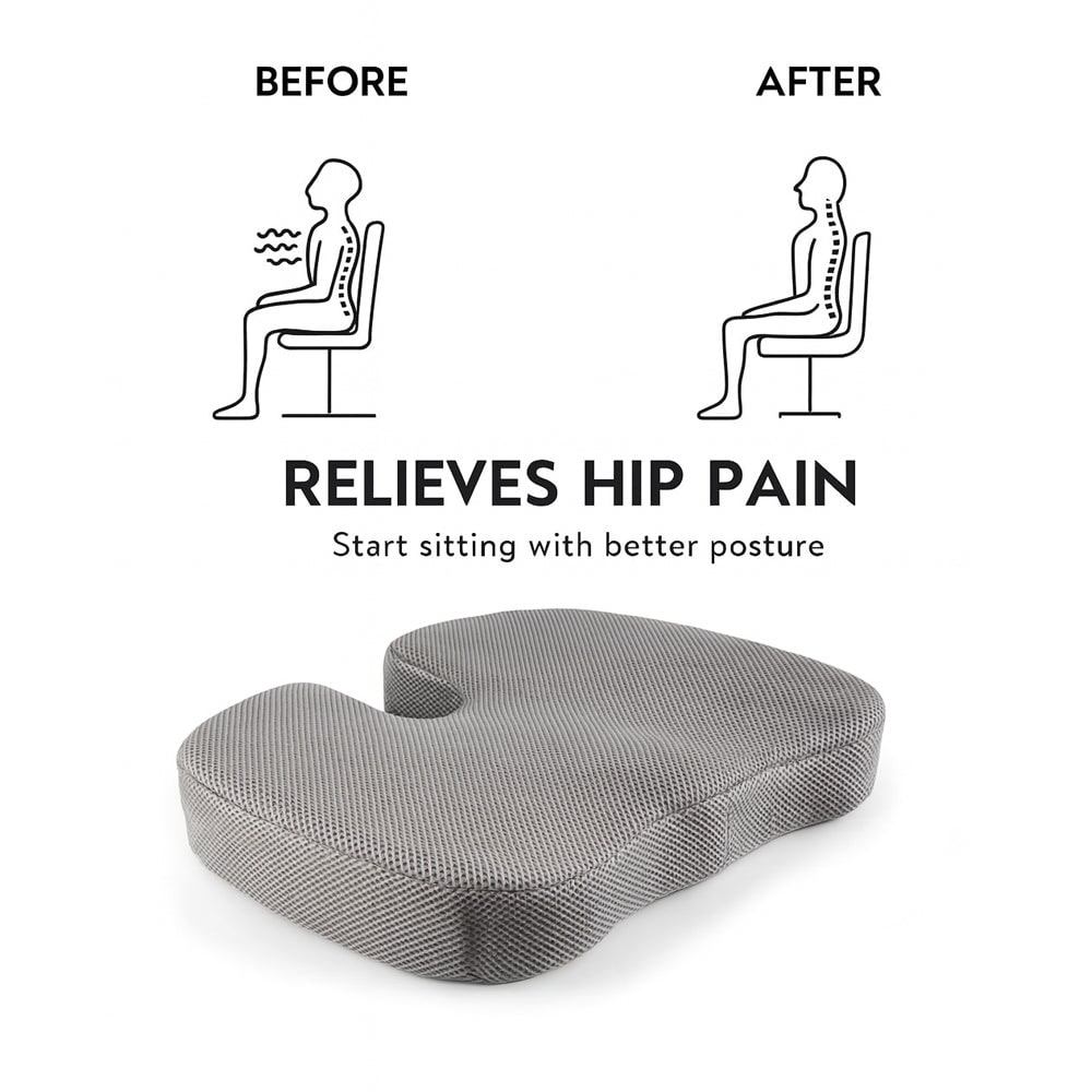 Memory Foam Seat Cushion Ergonomic Car Gel U Shaped Mesh Coccyx - Image 5