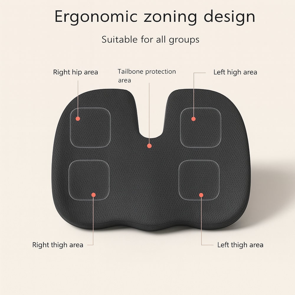 Memory Foam Seat Cushion Ergonomic Car Gel U Shaped Mesh Coccyx - Image 6