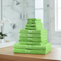Men's 10 Piece Cotton Towel Set for Bathroom with Absorbent Terry Cloth and Ribbed Borders - Image 1