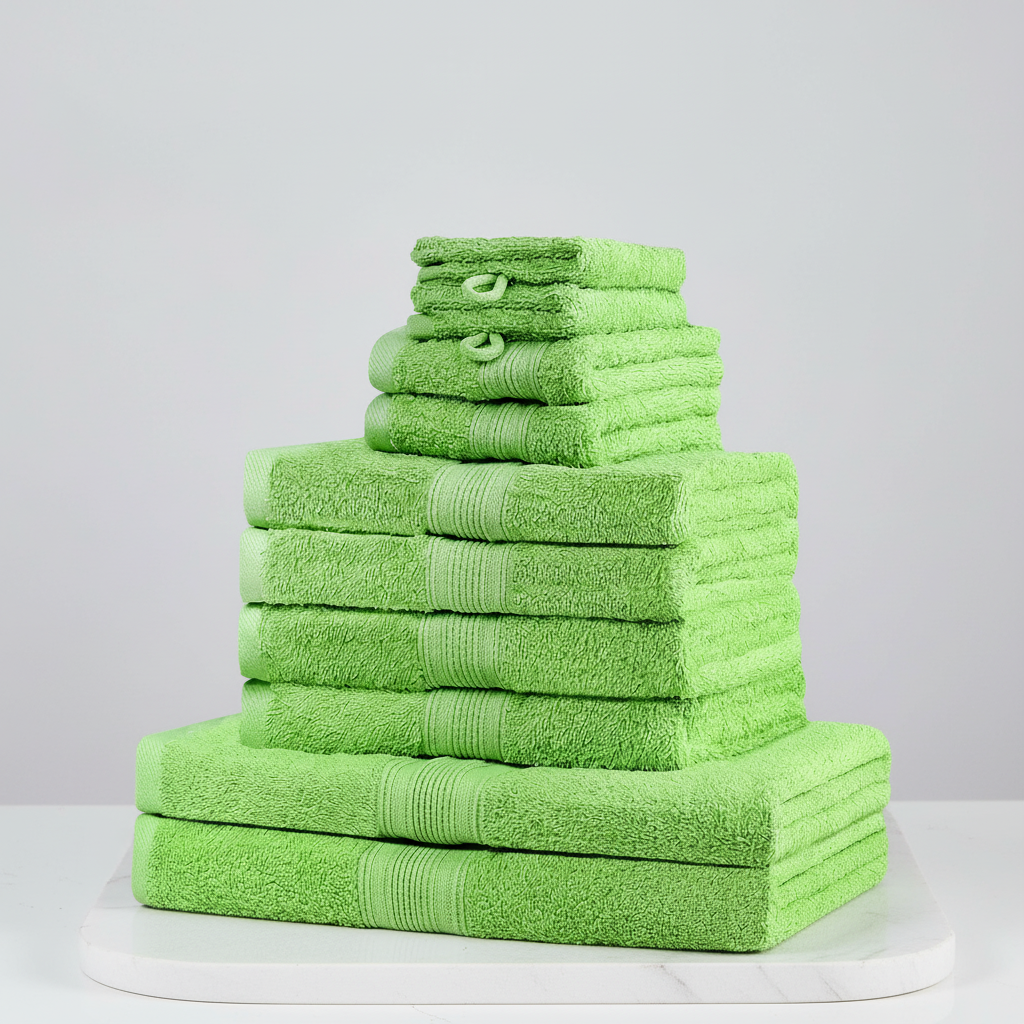 Men's 10 Piece Cotton Towel Set for Bathroom with Absorbent Terry Cloth and Ribbed Borders - Image 2