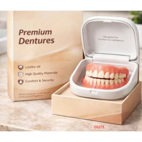 Men's Affordable Dental Implants and Dentures with Flexible Cushion Grip and Storage Case - Image 1