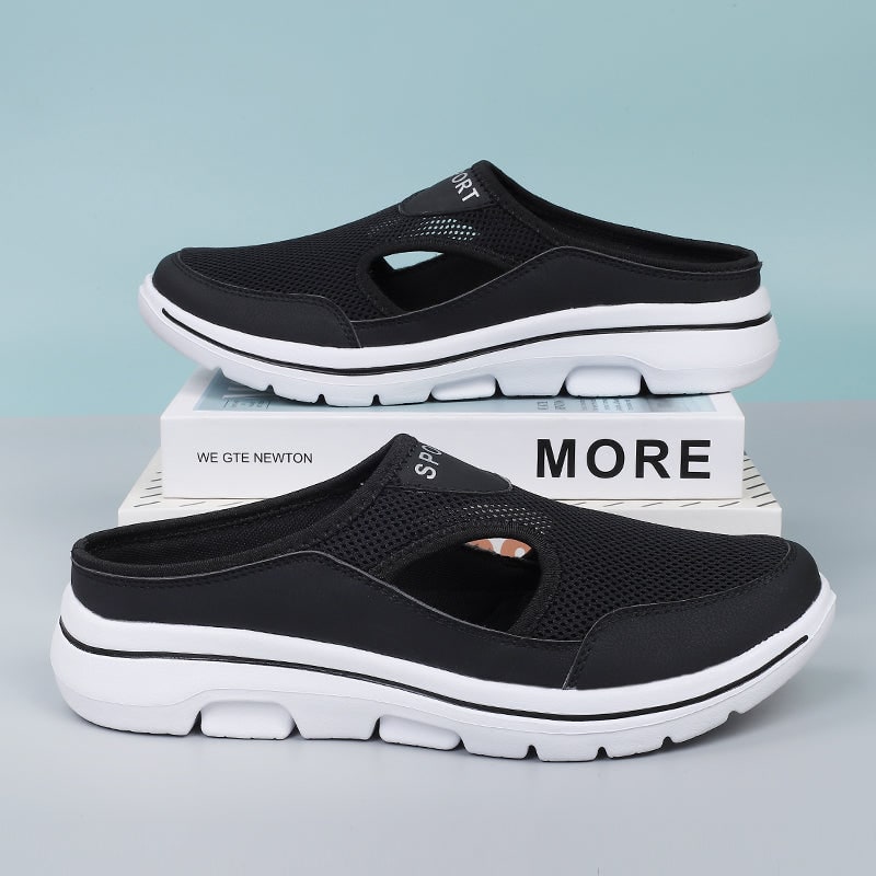 Men's Backless Mesh Sneakers with Padded Collar and Flexible Sole - Image 1