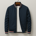 Men's Bomber Jacket with Striped Ribbed Trim and Full Front Zipper - Image 1