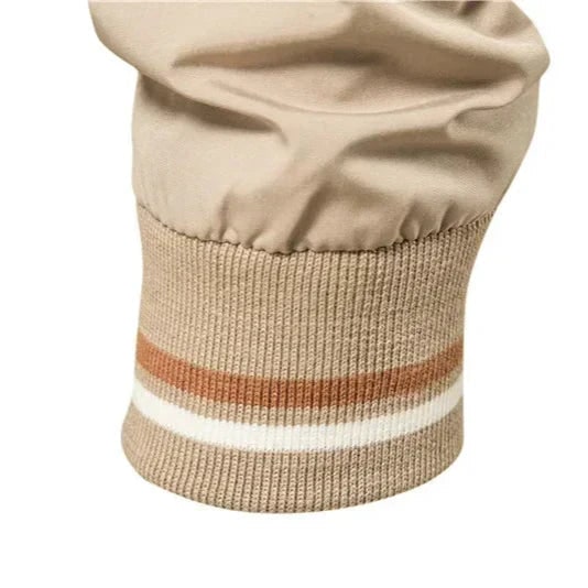 Men's Bomber Jacket with Striped Ribbed Trim and Full Front Zipper - Image 9
