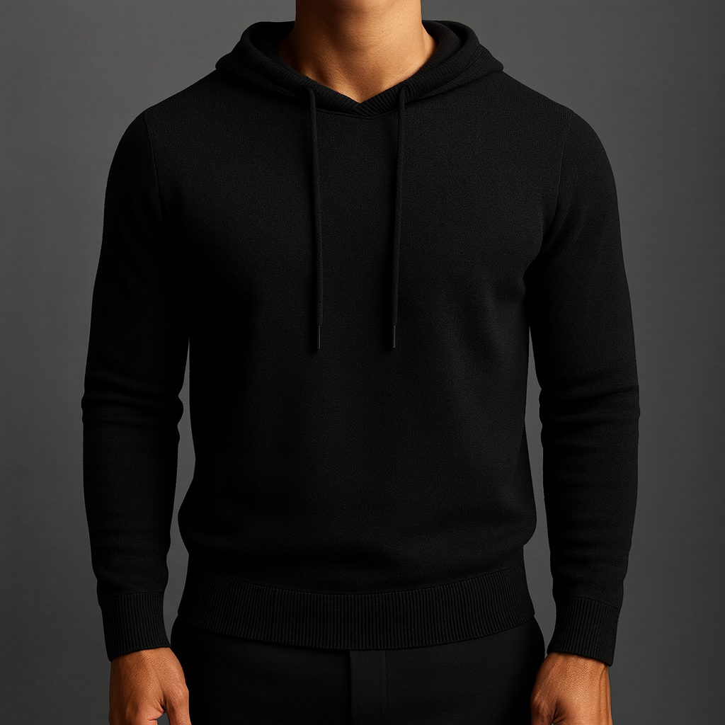Men's Cashmere Hoodie with Drawstring Hood and Ribbed Cuffs - Image 11