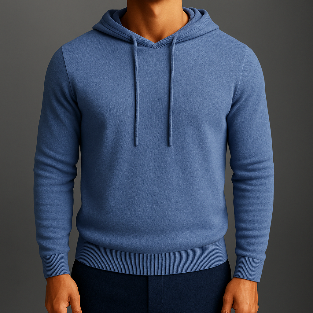 Men's Cashmere Hoodie with Drawstring Hood and Ribbed Cuffs - Image 5