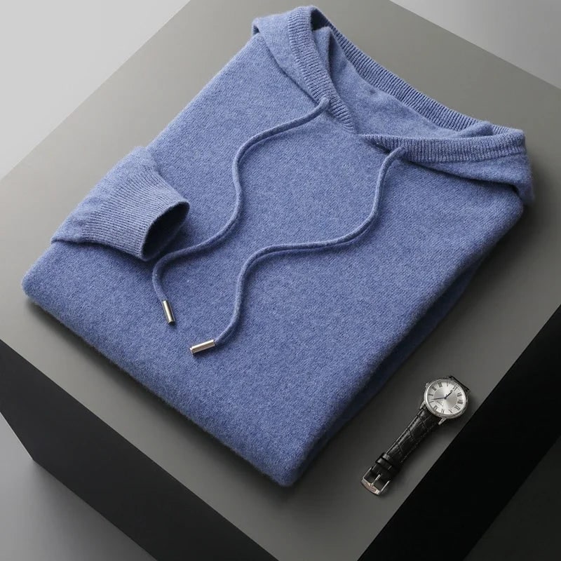 Men's Cashmere Hoodie with Drawstring Hood and Ribbed Cuffs - Image 6