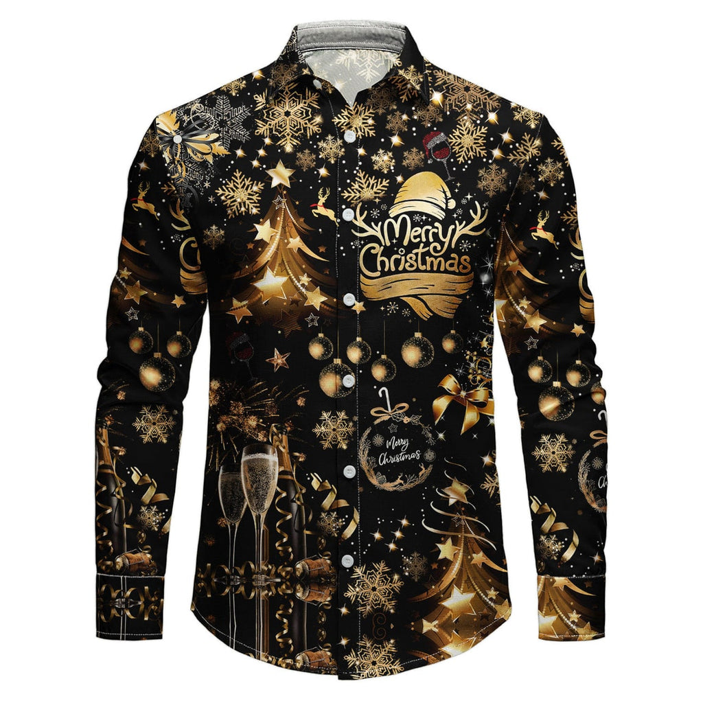 Men's Christmas Shirt Button Down with Spread Collar and Woven Fabric - Image 1