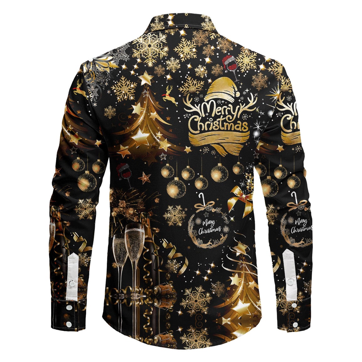 Men's Christmas Shirt Button Down with Spread Collar and Woven Fabric - Image 2