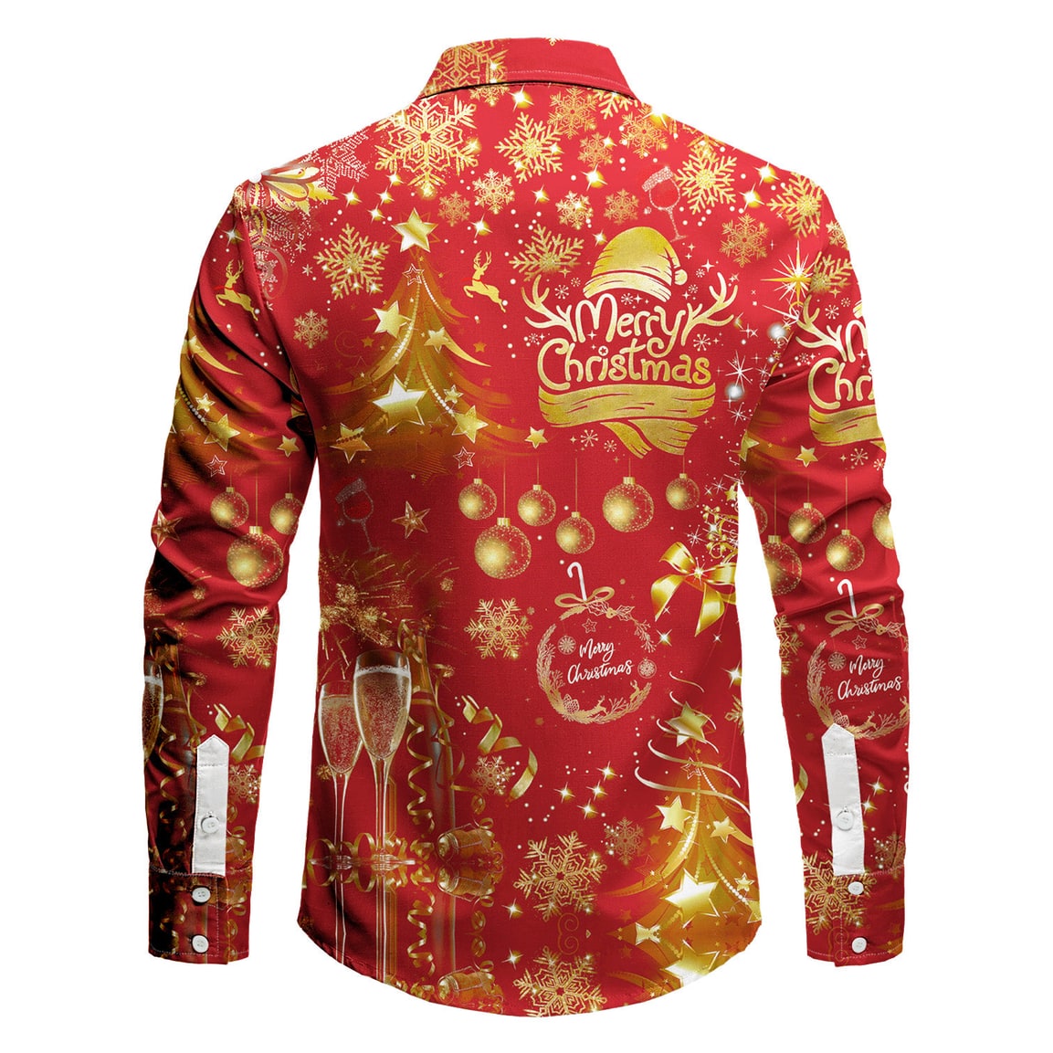 Men's Christmas Shirt Button Down with Spread Collar and Woven Fabric - Image 4