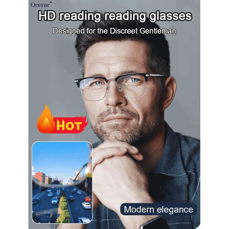 Men's Computer Reading Glasses with Light Blocking and Half-Rim Frame - Image 1