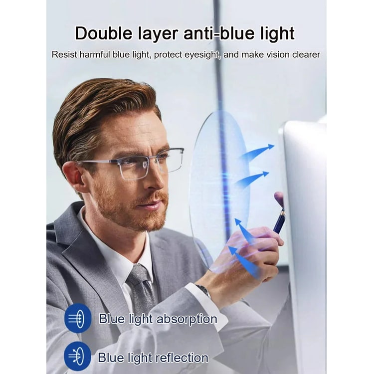 Men's Computer Reading Glasses with Light Blocking and Half-Rim Frame - Image 4