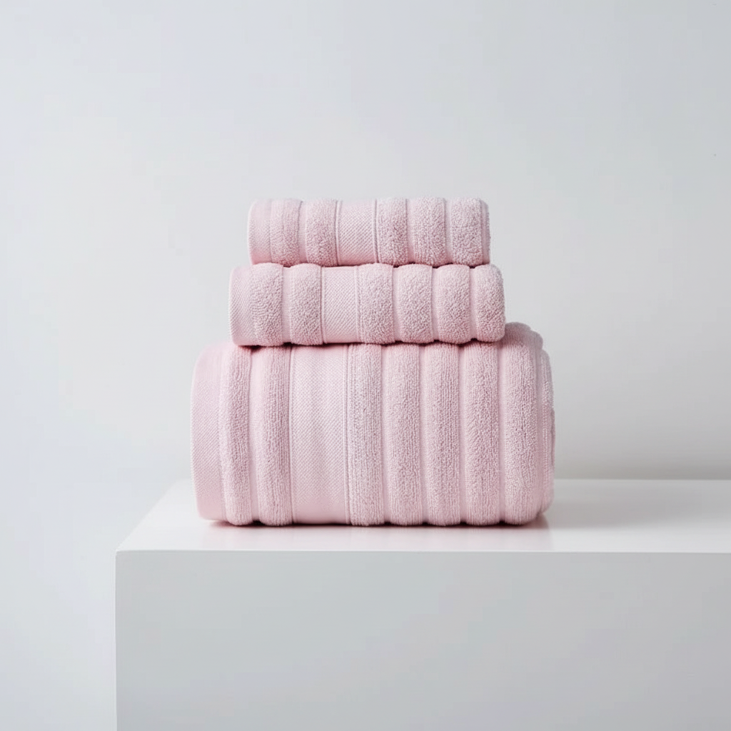 Men's Cotton Terry Bath Towel Set for Bathroom with Ribbed Texture Three Piece - Image 7