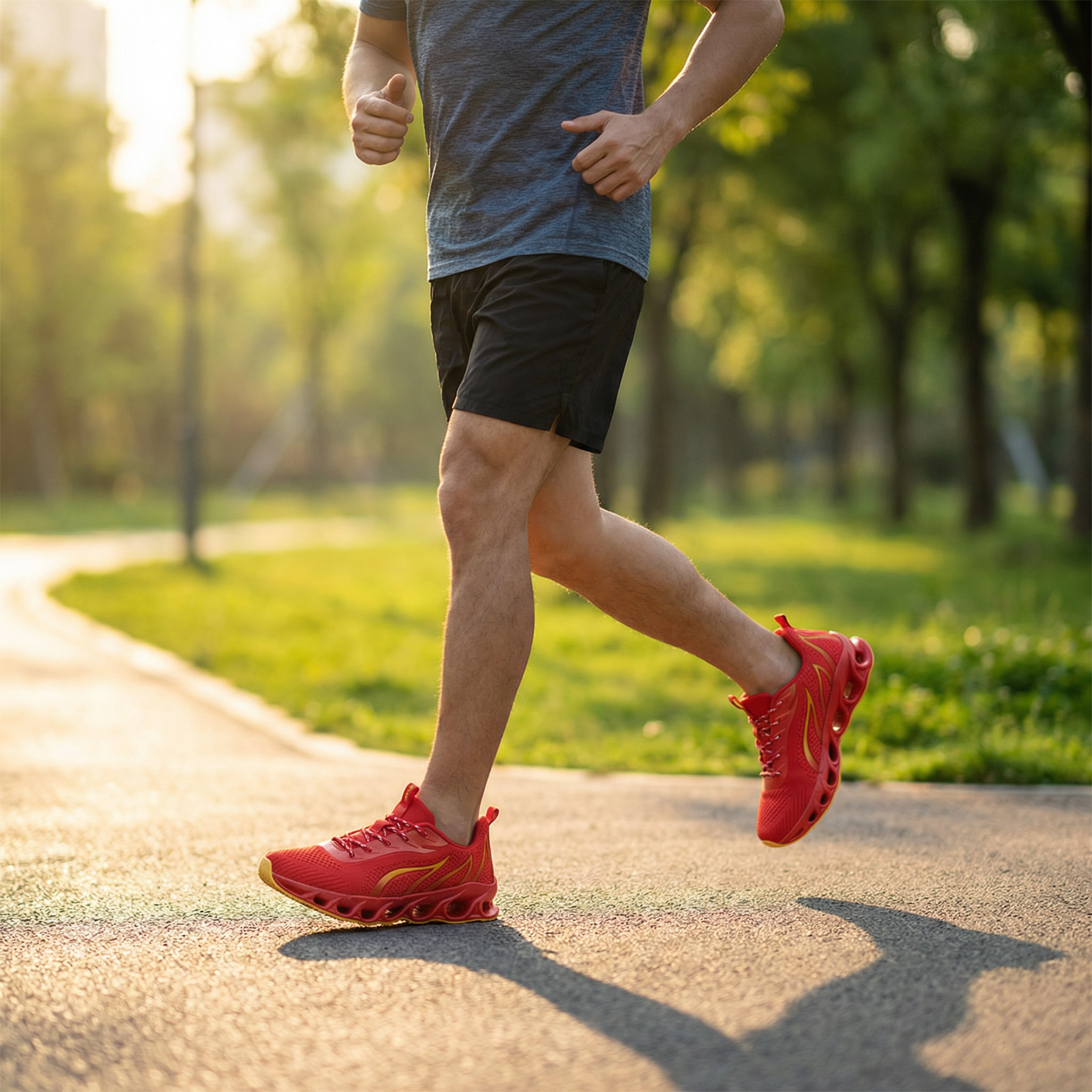 Mens Cushioned Running Shoes Athletic Orthopedic Breathable Mesh Blade Sole Supportive Sneakers - Image 2