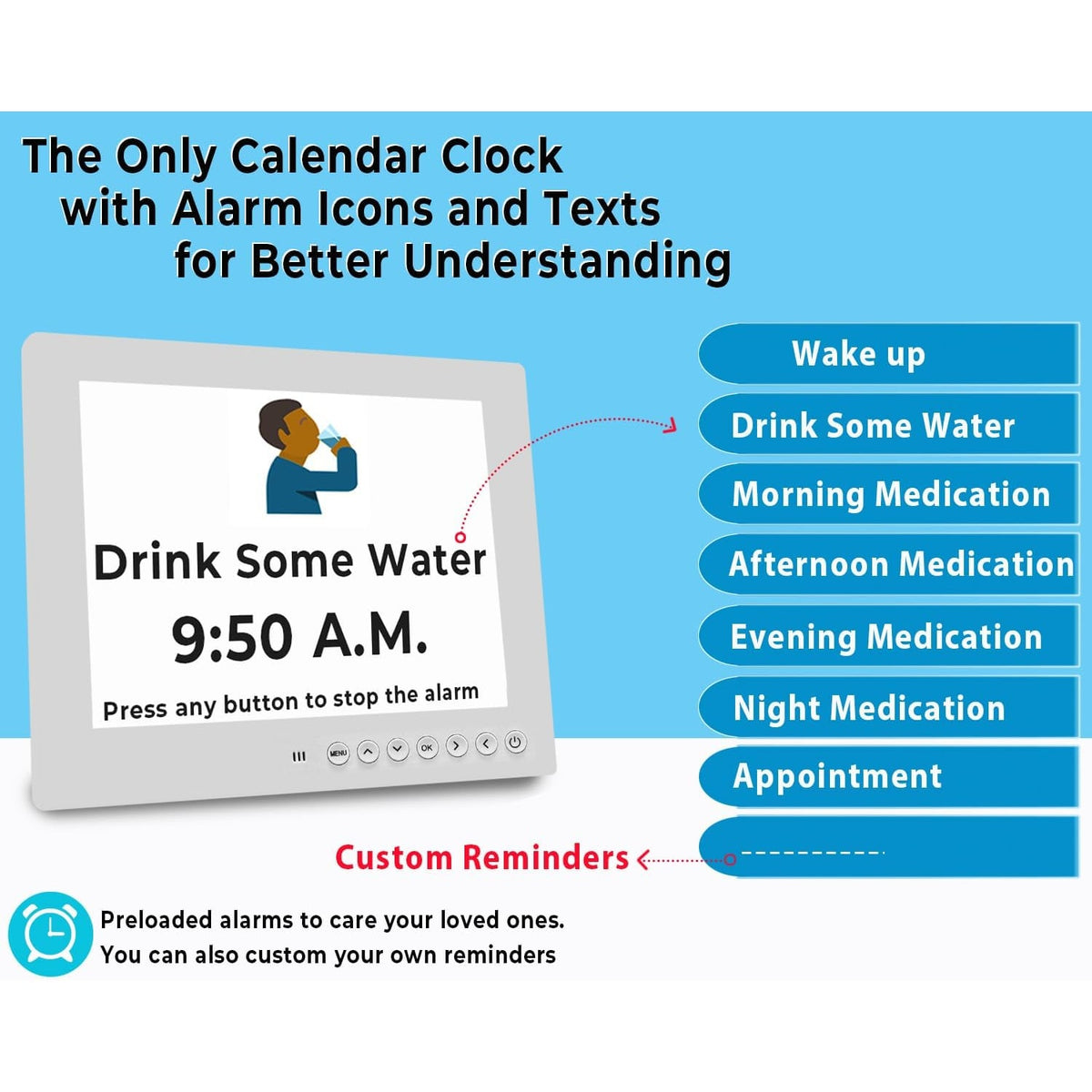 Men's Digital Clock Seconds Electronic Wall Calendar Day with Large Display and Remote for Seniors - Image 10