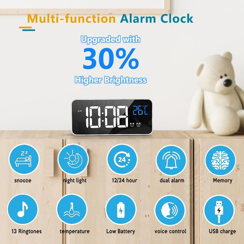 Men's Digital Clock Seconds Electronic Wall Calendar Day with Large Display and Remote for Seniors - Image 17
