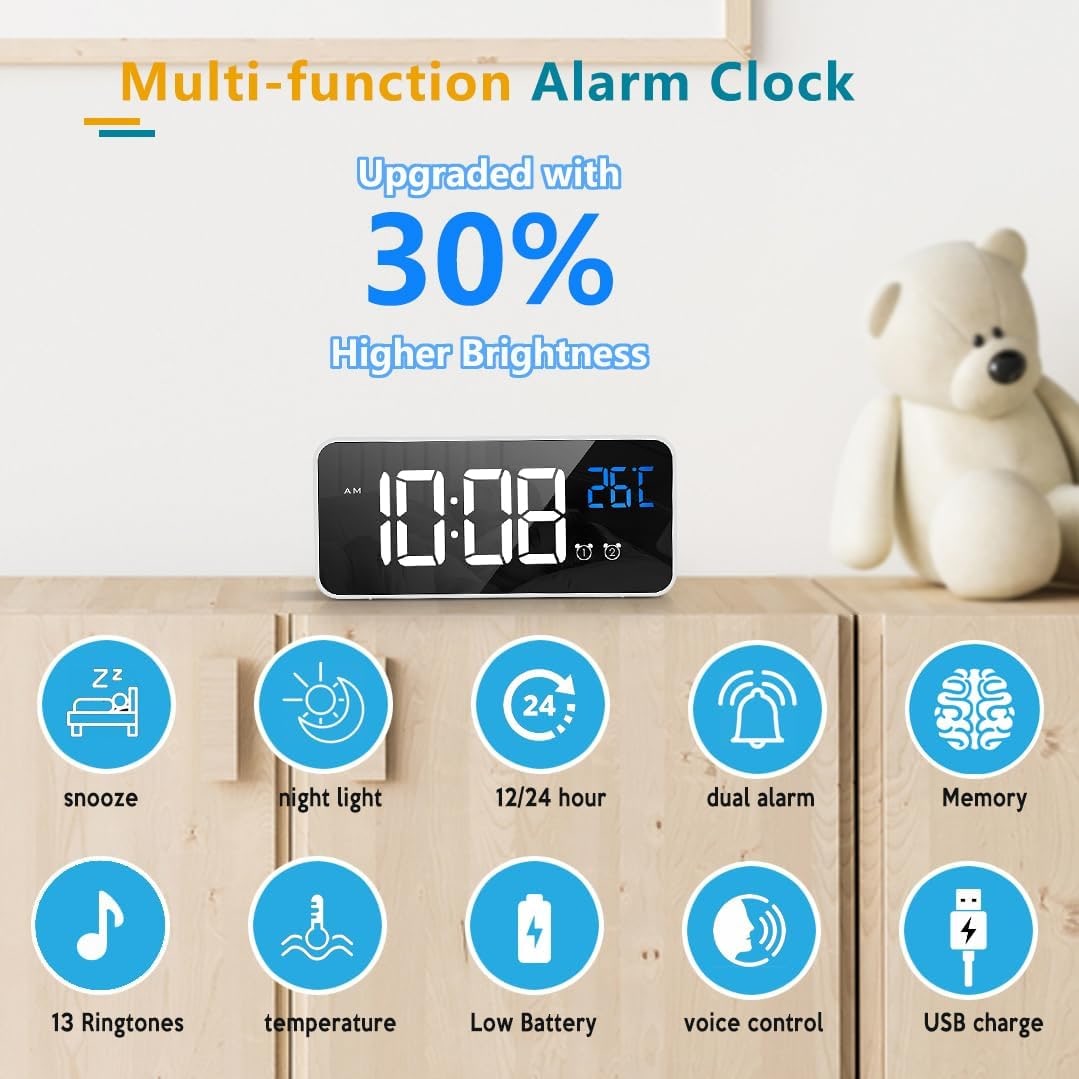 Men's Digital Clock Seconds Electronic Wall Calendar Day with Large Display and Remote for Seniors - Image 17